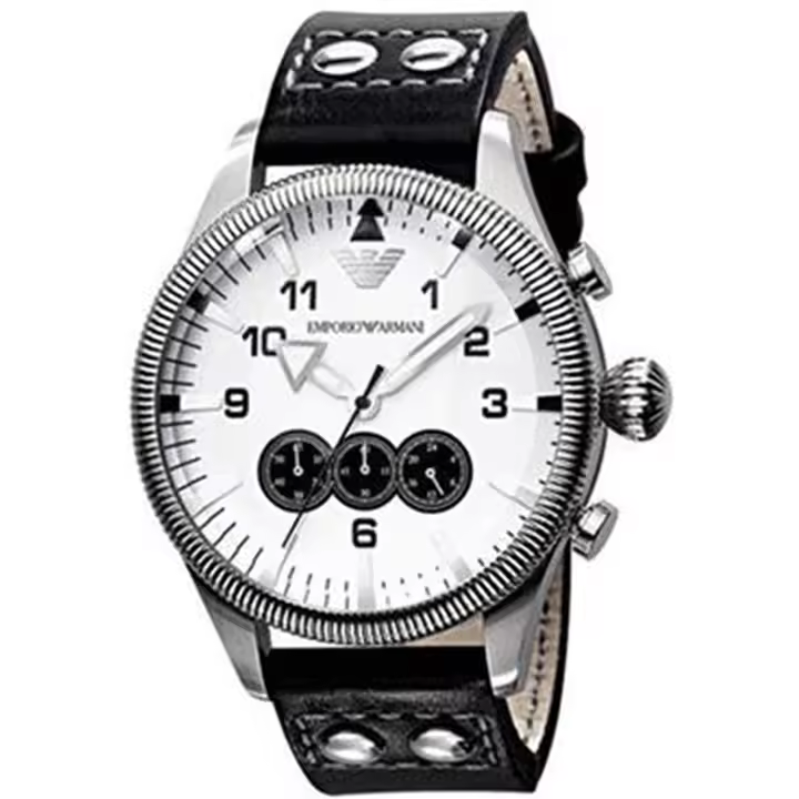 Armani Reloj Hombre AR5836 (44mm) Cuarzo Cuero Acero Inoxidable Mineral Resistente Al Agua - 1