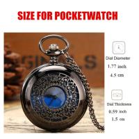 Reloj De Bolsillo Cuarzo Con Dial Azul Estrellado Romano Para Hombres Mujeres Y Niños Caja De Aleación Negro Y Plateado - details 4