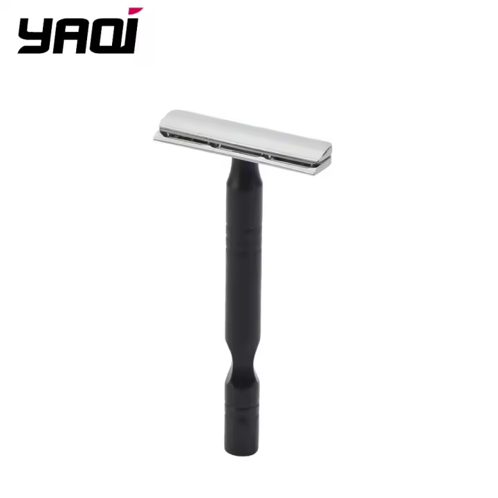 Cuchilla De Afeitar De Seguridad Para Hombres YAQI Con Mango De Aluminio Negro Y Cromado Ligero Excalibur Doble Faja Para Rostro - 1
