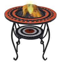 vidaXl Brasero de mosaico cerámica y blanco 68 cm en color Negro/Terracota/Terracota y blanco y más - details 2