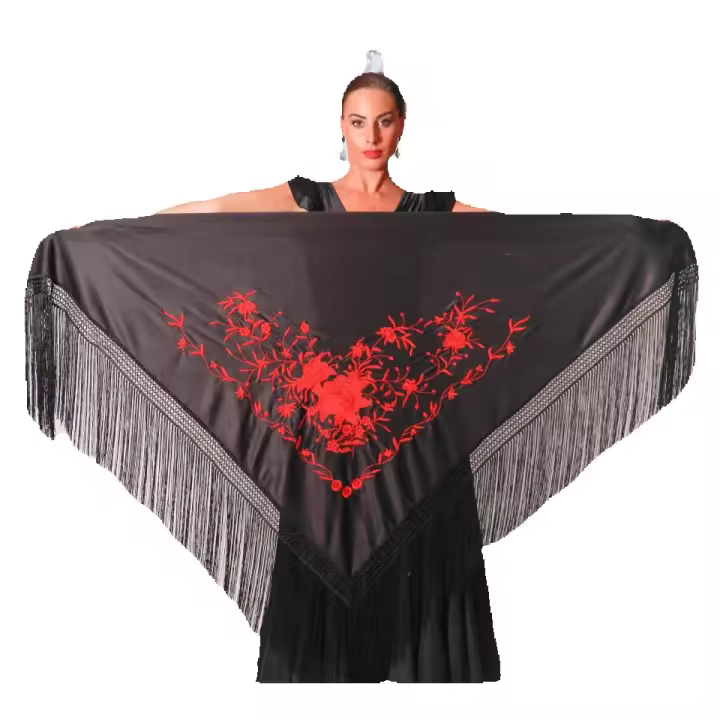Mantón Grande triangular de flamenco o sevillanas (195X95cm) - 1