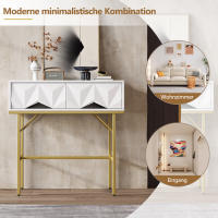 Mesa de entrada moderna y elegante con muebles geométricos tridimensionales para entradas y salones (Blanco + patias Doradas) - details 3