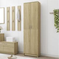 vidaXL Armario de pasillo de madera contrachapada 55x25x189 cm en color Negro/Roble Sonoma/Marrón roble y más | almacenamiento funcional diseño moderno para baño dormitorio sala - details 1