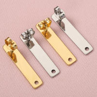 10pcs Pendantes De Estudium En Acero Inoxidable Rectangular Con Base Y Tapón Para Orejas Herramientas Para Joyería DIY - details 1