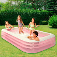 Piscina hinchable rectangular INTEX color rosa, para niños y niñas, piscinas infantiles, medidas 305x183x56cm, capacidad 1050L, incluye parche de reparación - details 1