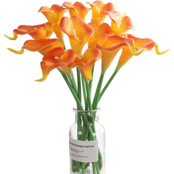12pcs Lirios de Cala Flores Artificiales en Latex, Flores Falsos Realista Decoración Aniversario, Matrimonio, Boda, Hogar, Fiesta, Oficina, Arreglos Florales, Bouquets Flor Nupcial(el florero no está incluido) - 1