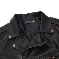 Chaqueta De Cuero PU Vintage Con Cremalleras Multiseguros Y Borla Para Motociclista Chaqueta De Cuero Con Bolsillos Para Hombre Estilo Punk - details 3
