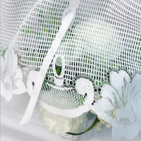 Cortina Corta Blanca Con Tres Flores Para Sala De Estar Cortina De Ventana Con Cuerda Para Sujetar Estilo Japonés Y Coreano 100% Poliéster - details 8