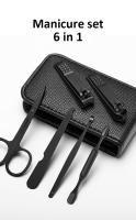 Set De Manicura Y Pedicura Portátil De 6 Piezas Verde Lujo Herramientas De Cuidado Personal Tijeras De Cejas Y Acrílico Negro Incluye Cortauñas De Carbono - details 1