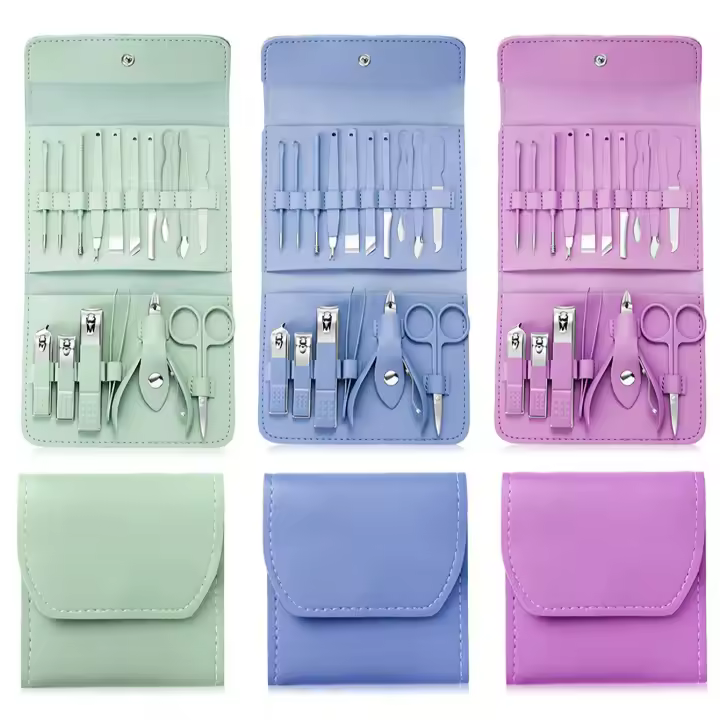 Set Profesional De Manicura Y Pedicura Herramientas De Cuidado De Uñas En Acero Inoxidable Kit De Aseo Con Estuche De Piel Para Viajes - 1