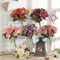 Bouquet De Flores Artificiales Con Hydrangea Y Peonías Sintéticas Para Decoración De Hogar Y Bodas Centros De Mesa Falsas - details 2