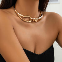 Collar Gargantilla Punk Para Mujer Con Cierre De Metal Exagerado Y Grueso IngeSight.Z Color Oro Corto Para Fiesta Joyería De Moda - details 2