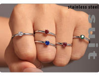 Encanto Anillo de acero inoxidable chapado en oro para mujer,meses con diseño de constelación de circonia cúbica, regalo de cumpleaños anillo de circón de una sola garra estilo, anillo de sensación de lujo ligero ajustable de acero inoxidable - details 1