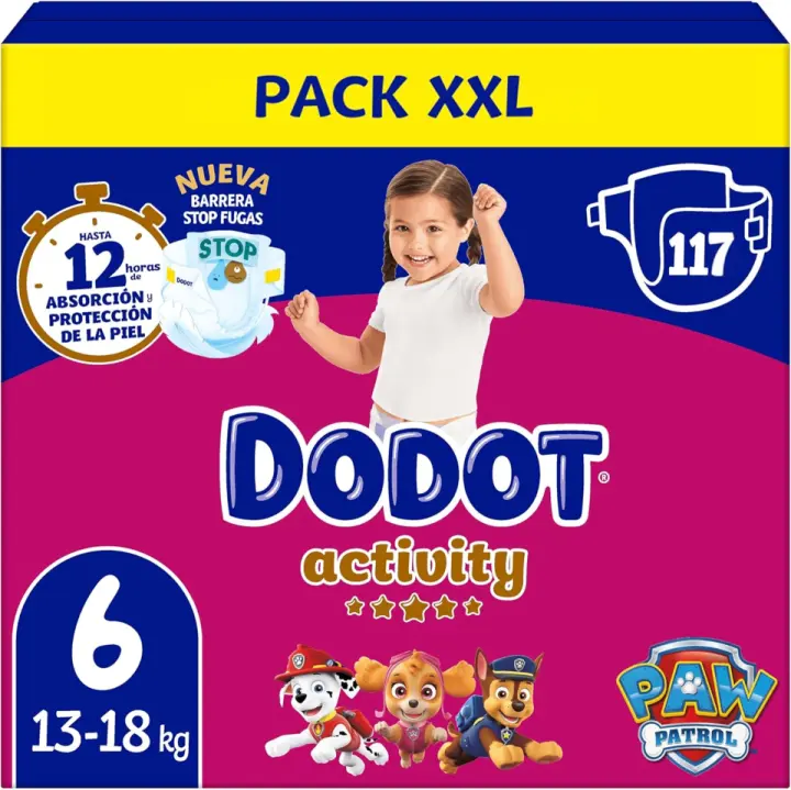 Dodot Activity Pack Ahorro, Tallas 3,4,5,6. Pañales Bebé, Nº1 en Absorción y Comodidad, Ajuste Total 3D, Diseños Patrulla Canina, Suavidad para Bebés Activos, Indicador de Humedad. - 1