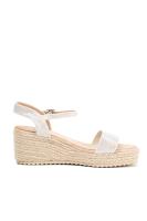 Lyla Wang sandalias doradas con cuña de esparto diseño trenzado y elegante cierre perfectas para el verano - details 23