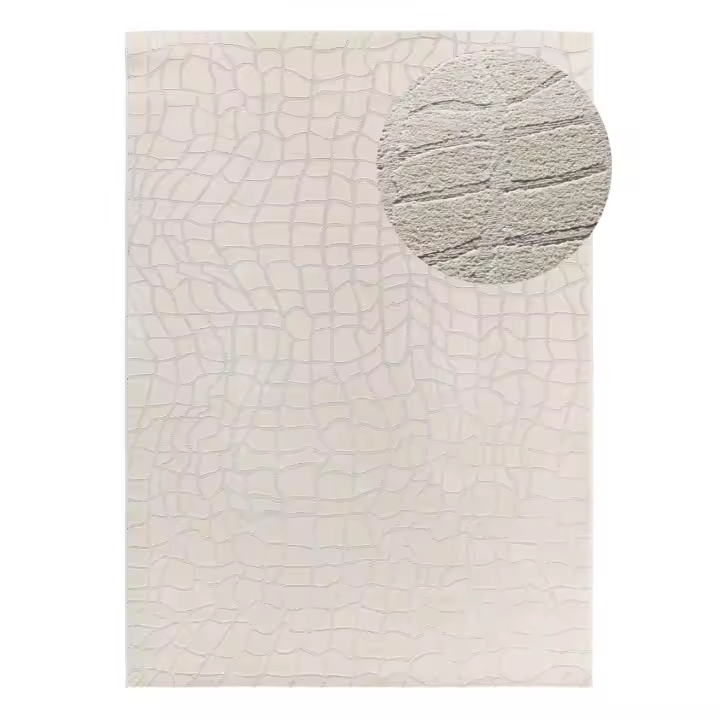 Alfombra interior de estilo moderno con relieve en beige - BARESA 12941 | 80x150, 133x190, 160x230 cm - 1