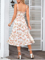 Vestido Midi De Verano Con Estampado Floral NewAsia Para Mujer Cintura Ajustable Con Tirantes Deslizables Y Abertura En El Lado Casual Para Fiestas Y Playa - details 9