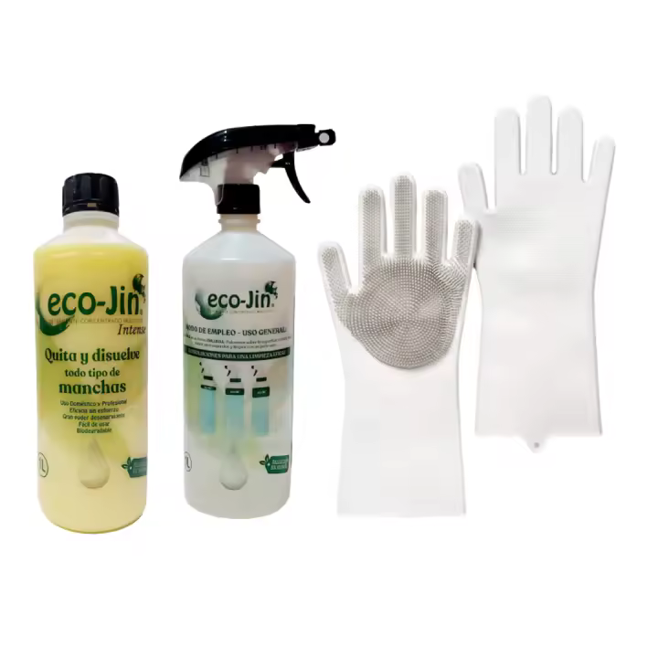 Pack Eco-Jin + Guantes de Silicona – Limpieza Eficiente y Versátil para Hogar y Mascotas ECOJIN ORIGINAL DE  LABONCLER. EL MEJOR LIMPIADOR DESENGRADANTE para la limpieza de tu hogar sin toxicos cuida del planeta y de tu salud y tus mascotas - 1