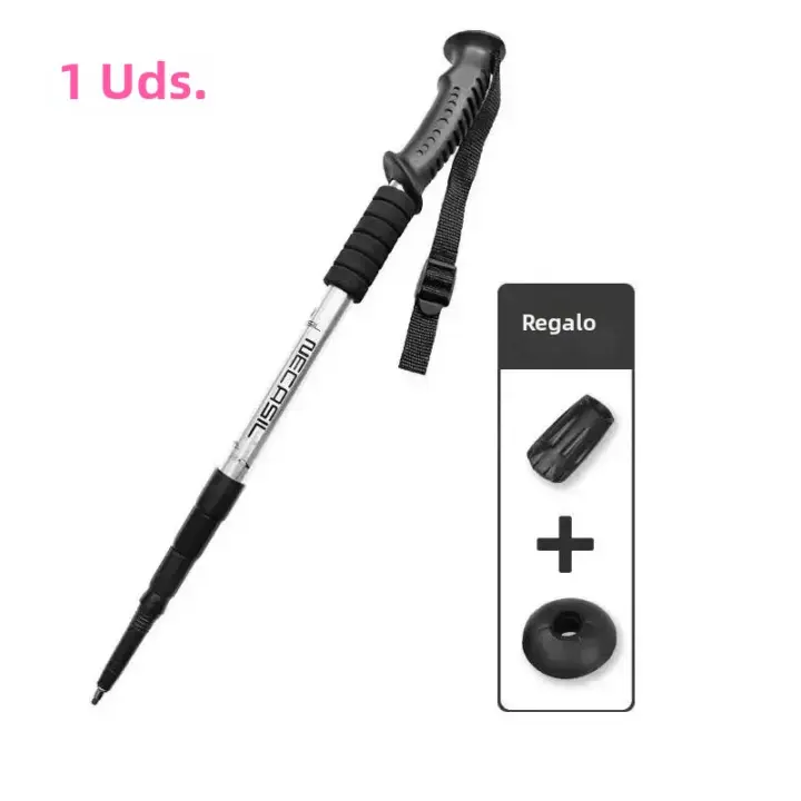 Palo De Caminar Ajustable Antideslizante Para Senderismo Montañismo Camping Buceo Poles De Norge 4 Uniones Manija De Goma Punta De Acero Y Carbono Material De Aluminio - 1