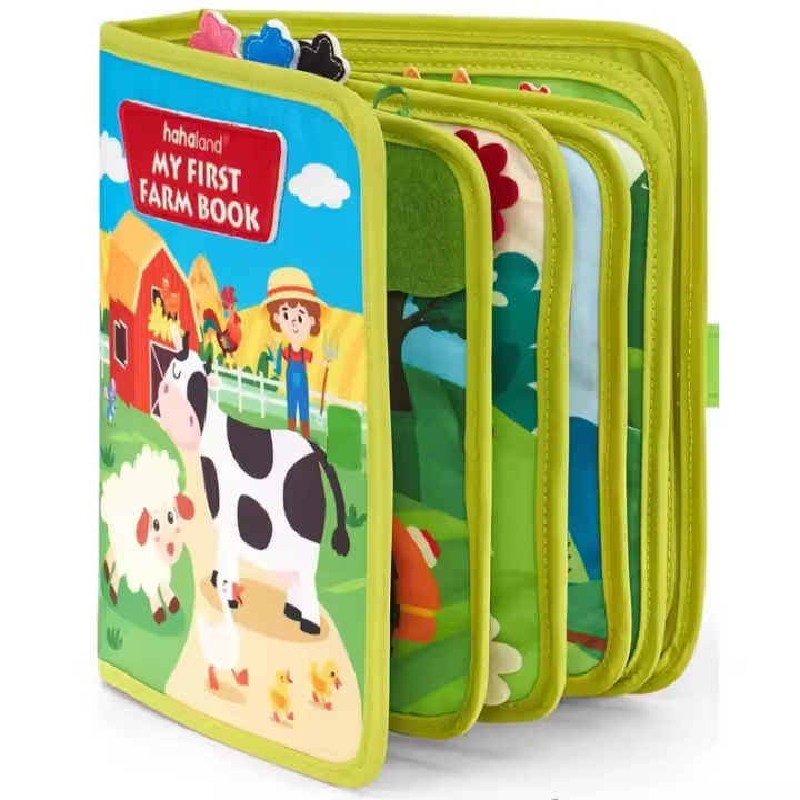 Libro Sensorial Montessori Granja - Juguete Tela Fieltro para Bebés 1-4 años | Motricidad Fina + Aprendizaje Animales - 1