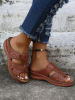 Sandalias De Tobillera Para Mujer 2023 Con Suela Antideslizante Y Plantilla Ortopédica Cremallera Superior De Cuero Genuino Estilo Retro Casual - details 11
