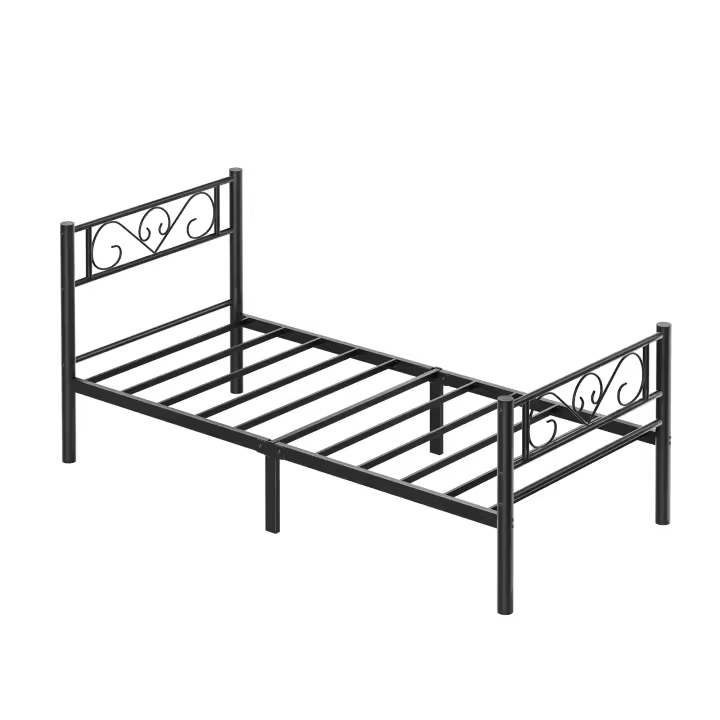 VASAGLE Marco de Cama, Estructura de Cama de Metal, para Colchón de 90 x 190 cm/140 x 190 cm/160 x 200 cm, Cama de Invitados, Montaje Sencillo, para Habitaciones Pequeñas, Negro/Blanco - 1