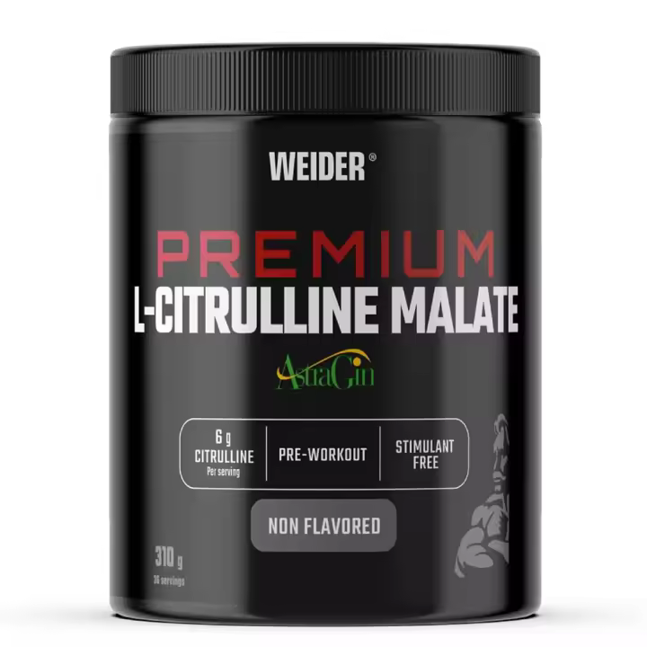 Weider Premium L-Citrulline Malate (310g) Sabor Neutro, Pre-Entreno Sin Estimulantes 99% L-Citrulina Malato + AstraGin® para absorción, 6g citrulina/dosis, Aumenta Energía y Rendimiento, 36 porciones - 1
