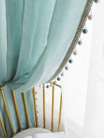 Cortina De Lino Japonés Sencillo Para Sala De Estar Y Habitación De Niños Color Verde Mar Sólido Estilo Moderno 100% Poliéster - details 6