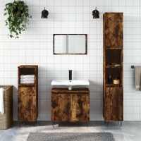 vidaXL Armario de baño madera de ingeniería envejecida 58x33x60 cm en color Madera antigua/Roble artisan/Blanco y más | almacenamiento funcional diseño moderno para baño dormitorio sala - details 5
