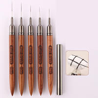 Juego De 5 Pinceles De Dibujar En Madera Redonda Para Pintura Arte Liner DIY Pincel De Uñas Con 5 Tamaños Dibujo De Líneas Rayas Y Flores - details 1