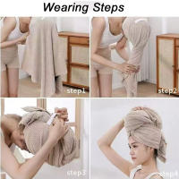 Toalla De Pelo De Microfibra Extra Grande Con Cinta Elástica Secado Rápido Ultra Absorbente Suave Turban Para El Cabello - details 8