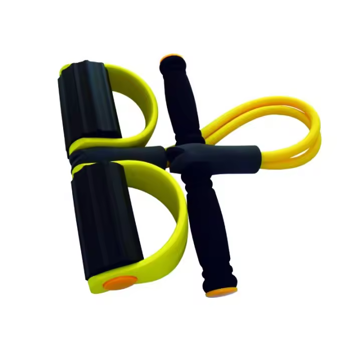 Extensores, bandas o correas elásticas de resistencia Jocca para múltiples ejercicios en casa. Entrenador deportivo plegable tipo remo para potenciar la musculatura de brazos, pecho, abdomen y piernas - 1