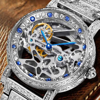 Reloj Mecánico De Lujo Para Hombres Con Correa De Acero Y Estilo Elegante Luz Blanca Grabado En El Eje Completamente Automático Resistente Al Agua - details 3