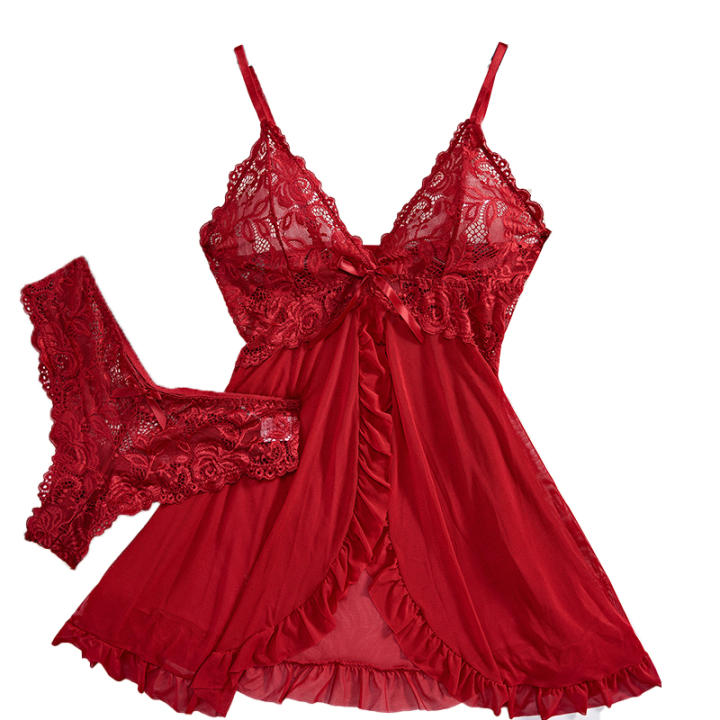 Babydol Picardias Chilirose - Lingerie érotique Transparente Avec Tanga - Taille Unique
