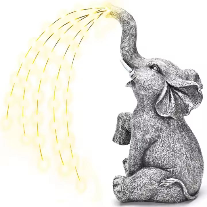 Estatua de Elefante, decoración solar para Jardín, Luces con efecto de Riego, Regalos de cumpleaños para Mamá, Mujeres, Regalos de inauguración de la Casa, decoración al Aire Libre para patio, balcón (única Vía de Riego) - 1