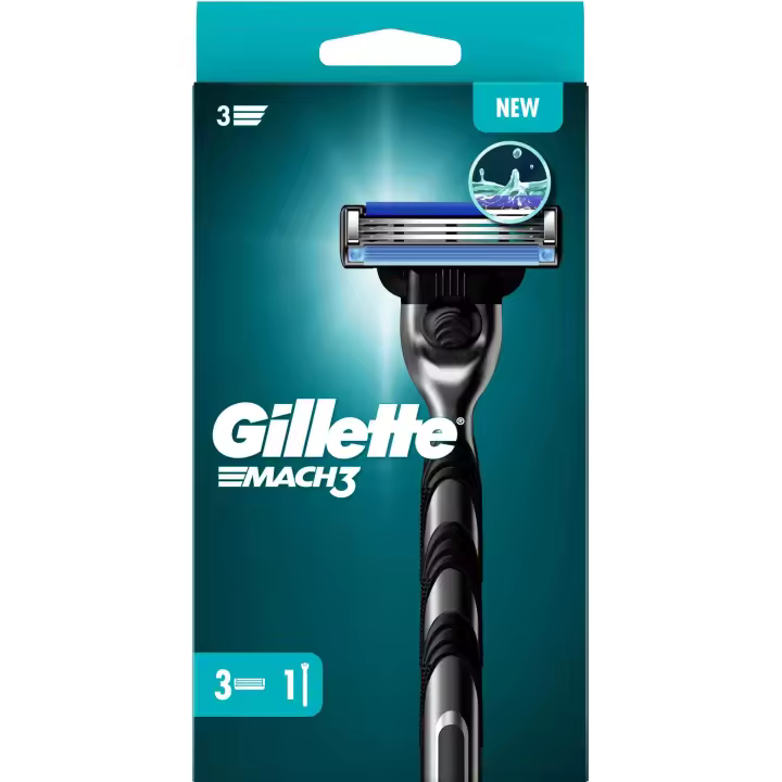Gillette  Mach3, maquinilla de afeitar con 3 hojas acero de corte preciso, 3 cuchillas de recambio - 1