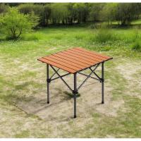 Mesa Plegable Portatil Engrosado, Para Camping, Picnic, Playa, Jardin, Terraza De Metal Esmaltado Con Efecto Madera, 51x50x50cm - details 2