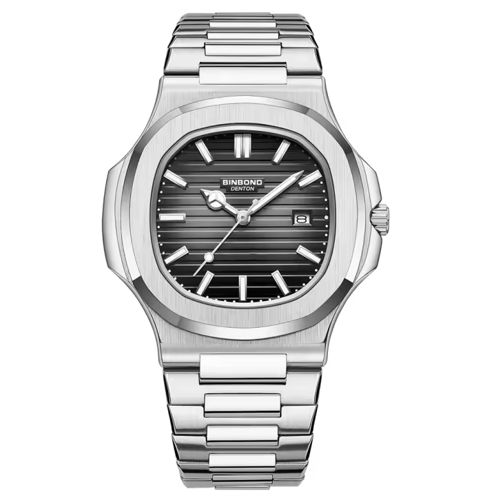 Reloj De Pulsera De Moda Para Hombre BINBOND 2024 Resistente Al Agua Con Fecha Luminosa Y Manos De Acero Inoxidable Cuarzo Redondo - 1