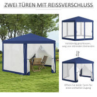 Gazebo 4x3m Hexagonal Impermeable Estable Resistente al Frío Gazebo con Mosquiteros Tienda de Fiesta Tienda de Jardín con 6 Paneles Laterales Gazebo de Jardín para Jardín de Camping, Azul - details 3