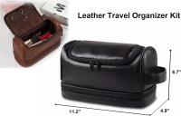 Neceser de Cuero personalizado con compartimento inferior, Gancho, neceser de afeitar Grande impermeable - details 0