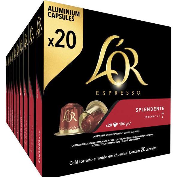L'Or Café Splendente Intensidad 7 - Pack de 200 Cápsulas Compatibles con Nespresso