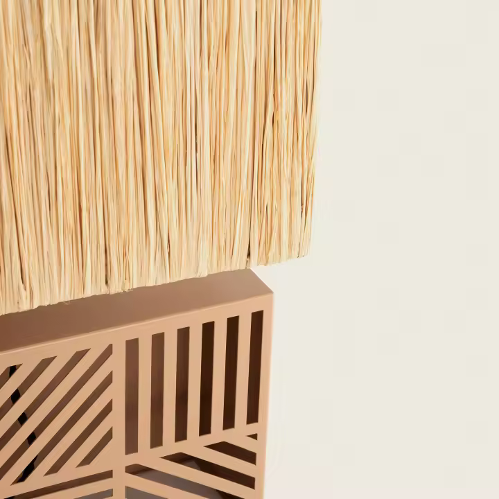 Ledkia Lámpara de Mesa Metal y Rafia Cartago Beige - 1