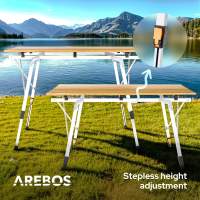 AREBOS Mesa de camping 120 x 70 cm mesa rodante aluminio mesa plegable exterior - details 16