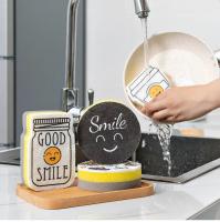 Esponja De Limpieza Con Caricatura De Rostro Sonriente Cepillo De Fregado Para Cocina Utensilio De Lavar Platos Pads De Fregado Para Ollas Juego De Limpieza Doméstica Microfibra - details 1
