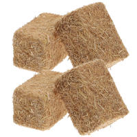 4 Pcs Mini Haystack Decoraciones De Halloween Simuladas Paja En Madera Accesorios De Jardín Para Niños Adornos De Escena De Yarda - details 0