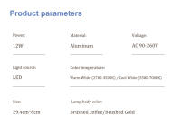 Lámpara De Pared LED 12W Para Interior En Oro/Café Luz Moderna Con Iluminación Versátil Para Cocina Comedor Dormitorio Estudio Baño Instalación En La Pared - details 7