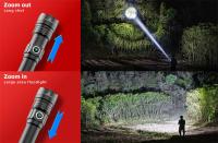 Linterna Táctica LED Potente Recargable USB Torcha Luz De Larga Distancia Impermeable Para Camping Y Emergencias Con Modo Alto Y Bajo - details 2