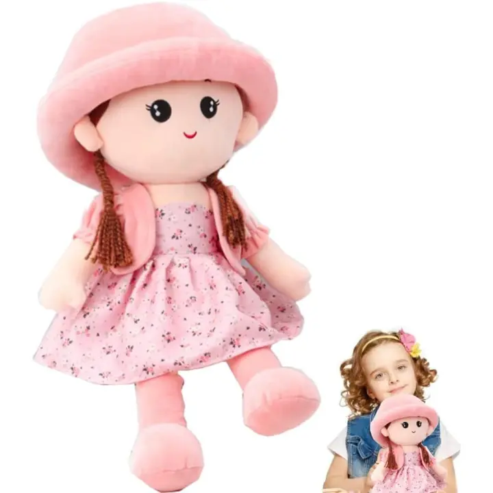 Adorable sudadera suave Bebé Niña Muñecas Mimoso Ragdoll Princesa muñeca con Vestido extraible sombrero Bebé Primera muñeca de trapo dormir Cuddle Buddy muñeca decoración de La Habitación Mejores Regalos 35cm - 1