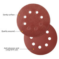 100pcs Discos De Pulido Redondos De 5 Pulgadas Alumina Pads De Arena Para Metal Madera Vidrio Y Coche 8-Hole Sheet - details 4