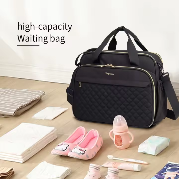 LEQUEEN New Style Waterproof Diaper Bag Black Large Capacity Travel Bag Multifunctional Maternity Mother Baby Stroller Bags - 1